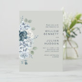 Modern Sage Green Waterverf Floral Wedding Kaart (Staand voorkant)