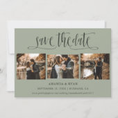 Modern Sage Green Wedding 4 Foto Save the Date (Voorkant)