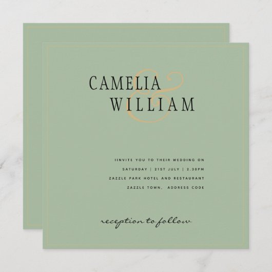 Modern Sage Green Wedding Invitation (Voorkant / Achterkant)