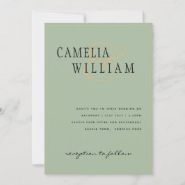 Modern Sage Green Wedding Invitation Kaart
