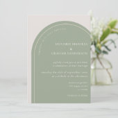 Modern Sage Green Wedding Invitation Kaart (Staand voorkant)