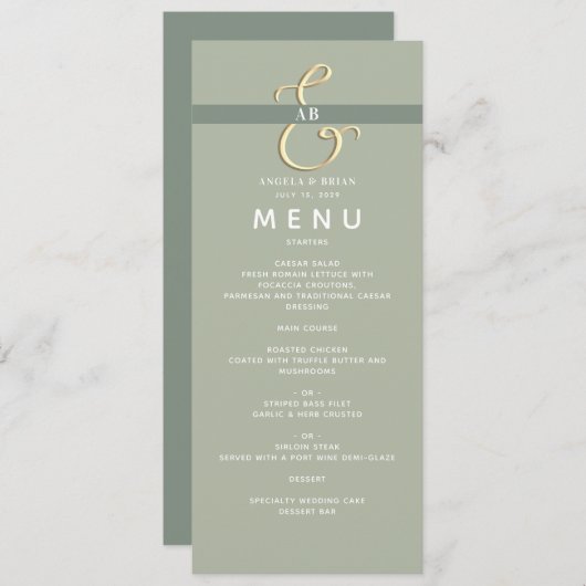 Modern Sage Green Wedding Menu (Voorkant / Achterkant)
