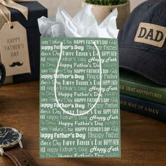 Modern Sage Green White Typography Father’s Day Medium Cadeauzakje