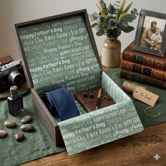 Modern Sage Green White Typography Father’s Day Tissuepapier