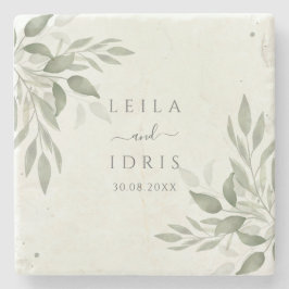 Modern Sage Greenery Botanical Stone Coaster Stenen Onderzetter