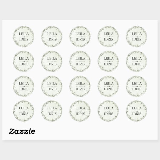 Modern Sage Greenery Botanical Wedding Sticker (Feuille)