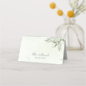 Modern Sage Greenery Folded Wedding Place Card (Achterkant)