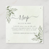 Modern Sage Greenery Square QR Code RSVP Informatiekaartje (Achterkant)