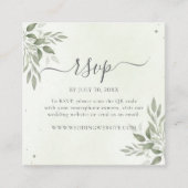 Modern Sage Greenery Square QR Code RSVP Informatiekaartje (Voorkant)