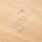 Modern Sage Greenery Wedding Acrylic Invitation (Poser)