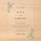 Modern Sage Greenery Wedding Acrylic Invitation (Recto)