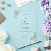 Modern Sage Greenery Wedding Acrylic Invitation Acryl Uitnodigingen (Insitu (Huwelijk))