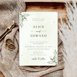 Modern Sage Greenery Wedding Invitation Card Save The Date