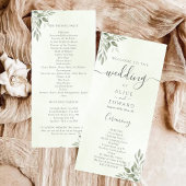 Modern Sage Greenery Wedding Program Car Programma