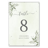 Modern Sage Greenery Wedding Table Numbers Kaart (Voorkant)