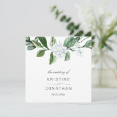 Modern Sage Greenery Wreath White Floral Wedding Programma (Staand voorkant)