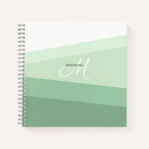 Modern Sage Groen Geometrisch Gepersonaliseerd Notitieboek