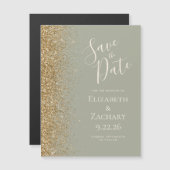 Modern Sage Groen Goud Save the Date Magnetische K (Voorkant / Achterkant)