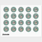 Modern sage groen script foto elegant afstuderen ronde sticker (Vel)