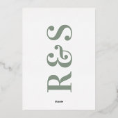 Modern Sage Groen Wit Save The Date Folie Uitnodiging (Achterkant)