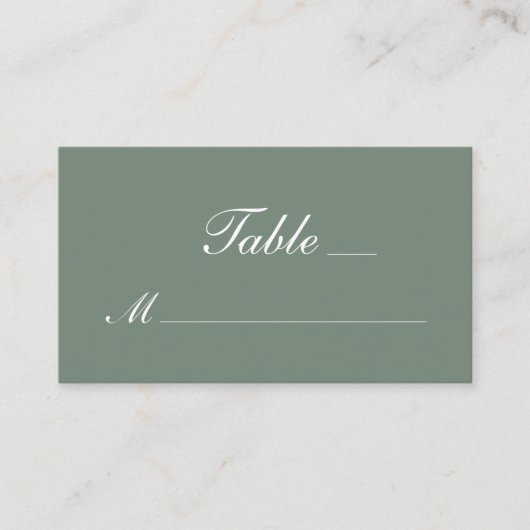 Modern Sage Groen Wit Script Bruiloft Plaatskaartje (Voorkant)