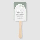 Modern Sage Groene Boog Botanisch Huwelijksprogram Handwaaier (Voorkant)