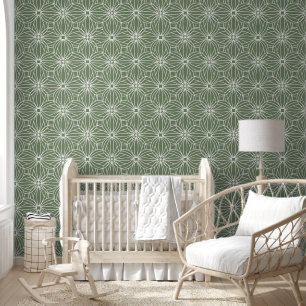 Modern Sage Groene geometrische cirkels patroon Behang