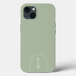 Modern Sage Monogrammed iPhone 13 Hoesje