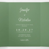 Modern Sage Wedding RSVP Details QR Code Foto Drieluik Uitnodiging (Binnenkant midden)