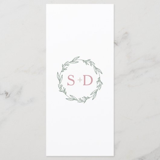 Modern Sage Wreath Wedding Menu (Achterkant)