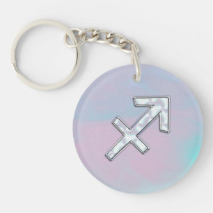 Modern Sagittarius Zodiac op moeder van parelstijl Sleutelhanger