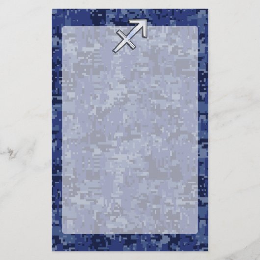 Modern Sagittarius Zodiac Sign Navy Digital Camo Briefpapier (Voorkant)