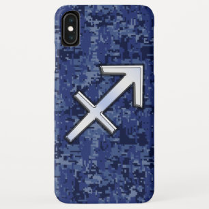 Modern Sagittarius Zodiac Sign Navy Digital Camo iPhone XS Max Hoesje