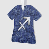Modern Sagittarius Zodiac Sign Navy Digital Camo Ornament (voorkant)
