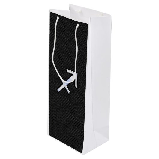 Modern Sagittarius Zodiac Sign on Snake Skin Wijn Cadeautas (Voorkant Gekanteld)