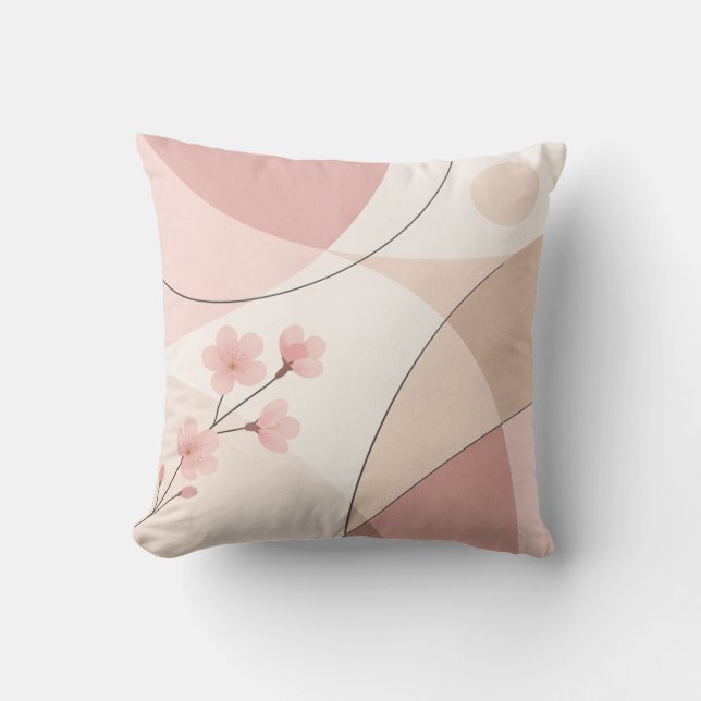 Modern Sakura Minimalist Geometric Pillow Kussen (Voorkant)