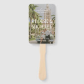 Modern Saliegroen Script Huwelijksceremonie Progra Handwaaier (Voorkant)