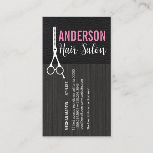 Modern Salon | Leder | Salon Scissors Visitekaartje (Voorkant)