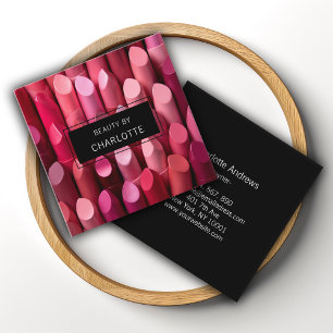 Modern, salon, make-up, schoonheid, lippenstift fo vierkante visitekaartje