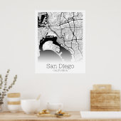 Modern San Diego City Map Poster (Keuken)