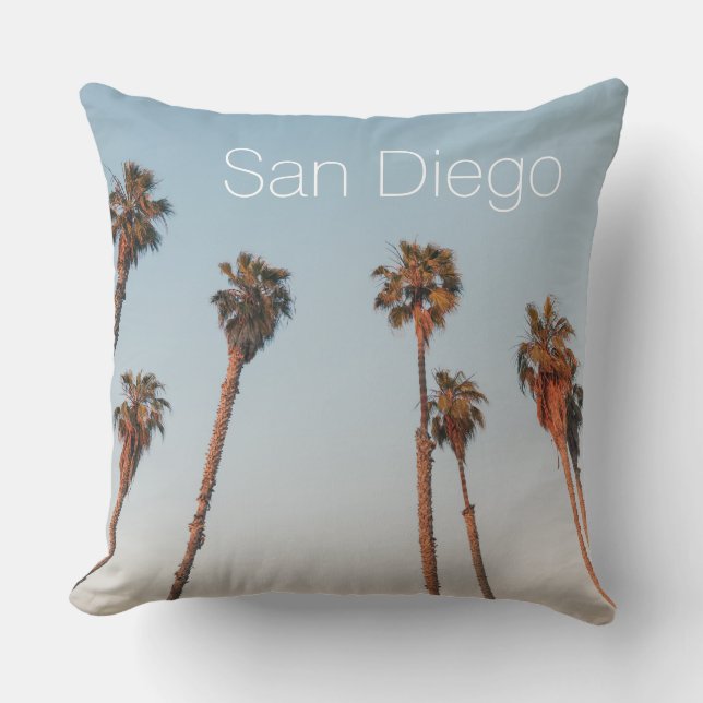 Modern San Diego Tall Palm Trees Blue Sky Souvenir Kussen (Voorkant)