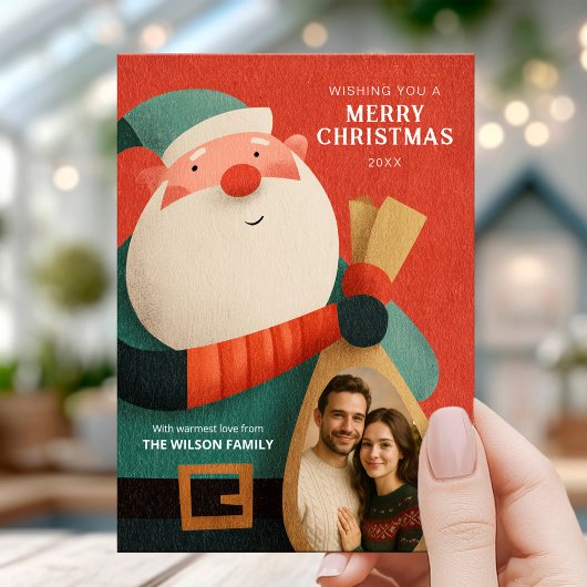 Modern Santa Christmas Card Kaart