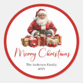 Modern Santa Claus Simple Festive Gift Sticker (Voorkant)