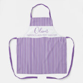Modern Santa Holiday Helper Paars Striped Apron Schort (Voorkant)