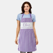 Modern Santa Holiday Helper Paars Striped Apron Schort (Gedragen)