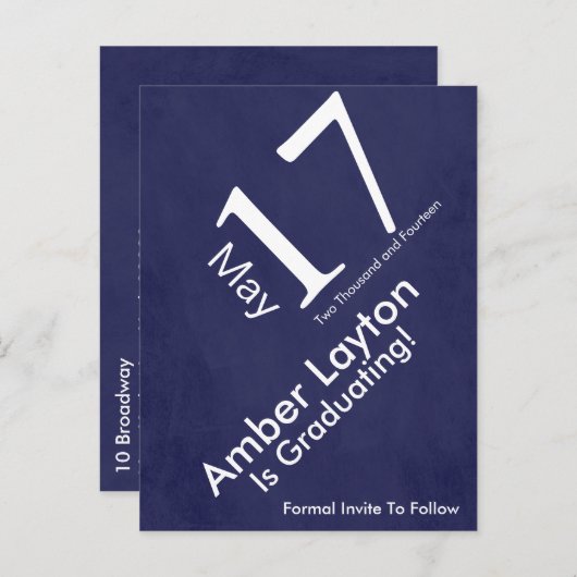 Modern Save the Date Afstuderen Aankondigingskaart (Voorkant / Achterkant)