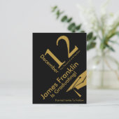Modern Save The Date Afstuderen Zwart en Goud Aankondigingskaart (Staand voorkant)