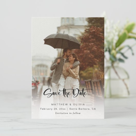 Modern Save the Date Calligraphy Script avec photo (Debout devant)