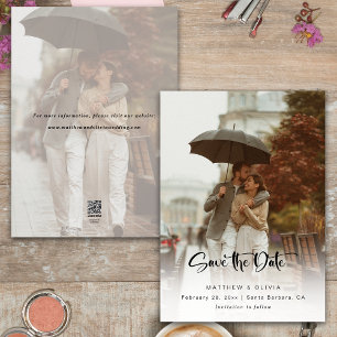 Modern Save the Date Calligraphy Script avec photo