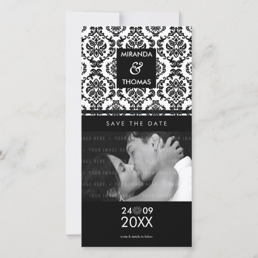 MODERN SAVE THE DATE KAART :: damask kleuren 10 (Voorkant)